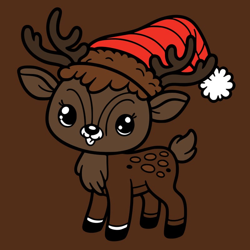 christmas reindeer with santa hat