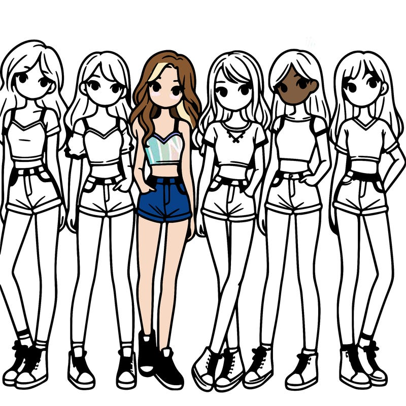 a group of girls wearing crop tops and shorts