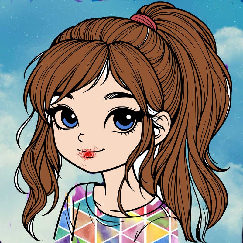 realistic girl with ponytail