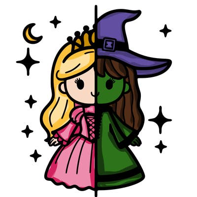 split princess and witch