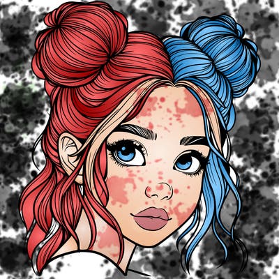 realistic girl with hair buns on her head