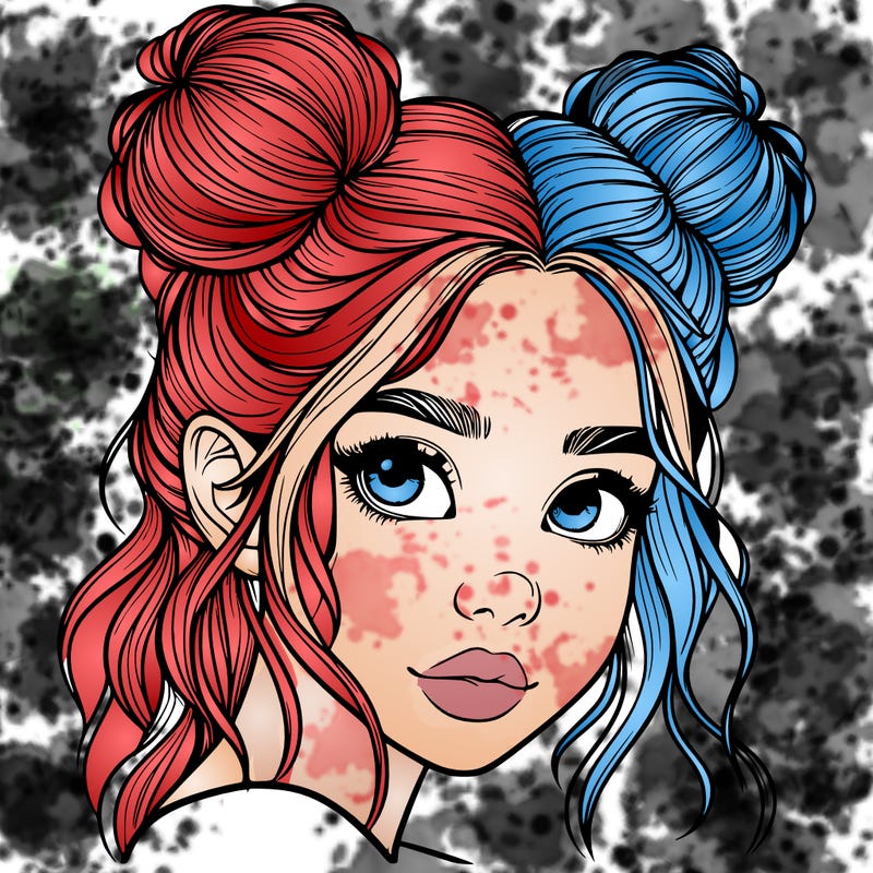 realistic girl with hair buns on her head