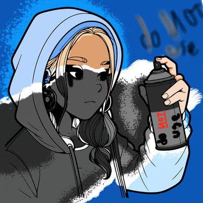 a realistic girl, spray painting