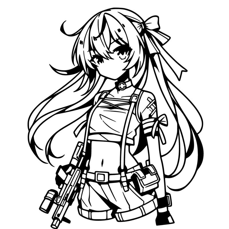 anime girl in war with crop top