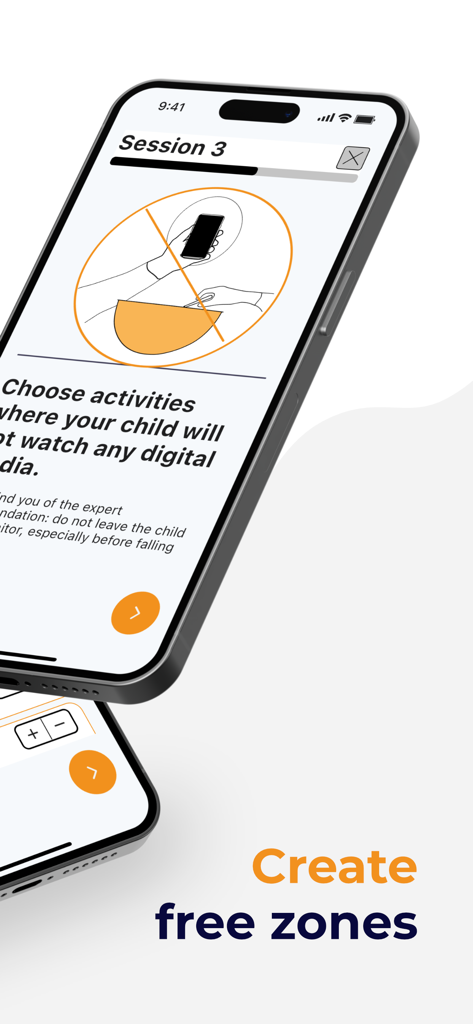 Digital Parenting - Captura de pantalla de la aplicación Crianza Digital que demuestra la función de zonas libres de pantallas para familias.