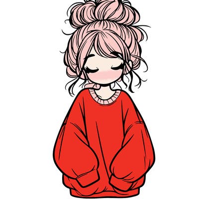 girl with baggy sweatshirt and messy bun