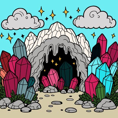a cave with magic crystals