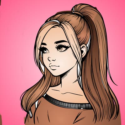 realistic girl with a high ponytail