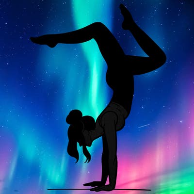 a woman doing a handstand