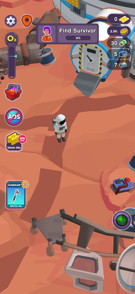 Mars Survivor - Loot & build - Astronaut character exploring a Martian landscape in Mars Survivor