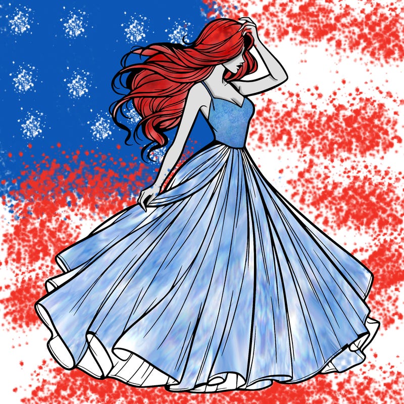 realistic woman with dress flowing in the wind