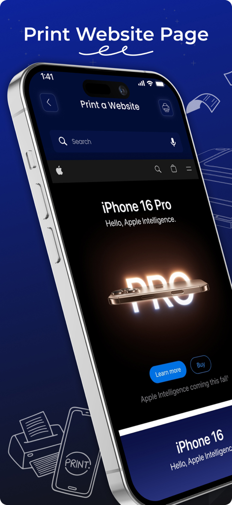 Interface mostrando como imprimir uma página da web com o aplicativo Smart Printer