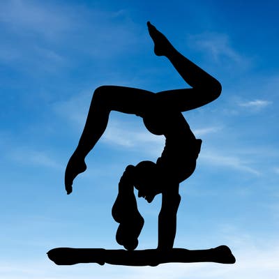 a woman doing a handstand realistic