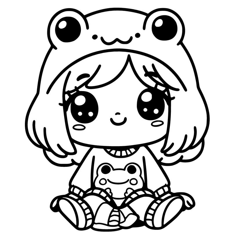 cute girl in froggy shirt