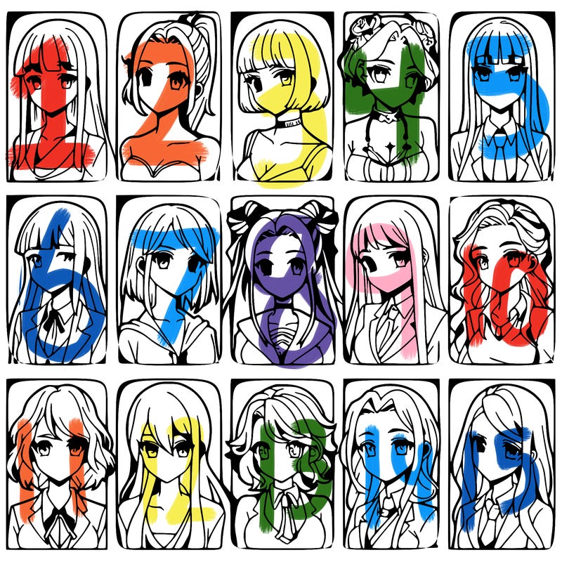 girls that look diffrent anime