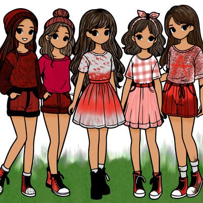 a group of five girls