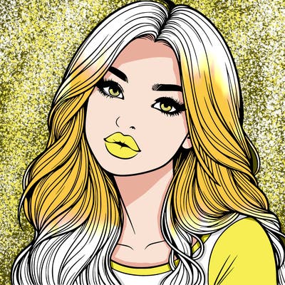 realistic girl with hair on her hair and lips