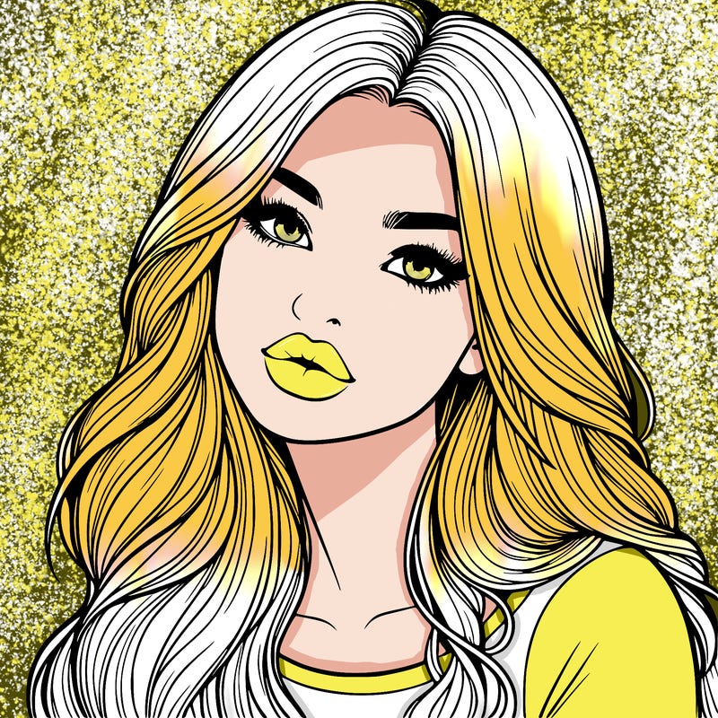 realistic girl with hair on her hair and lips