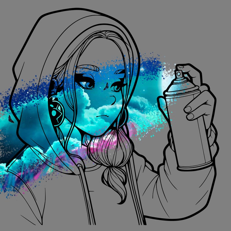 a realistic girl, spray painting