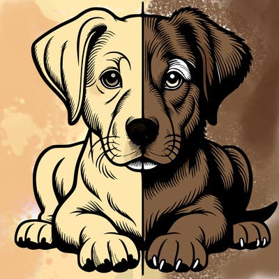 realistic dog split picture