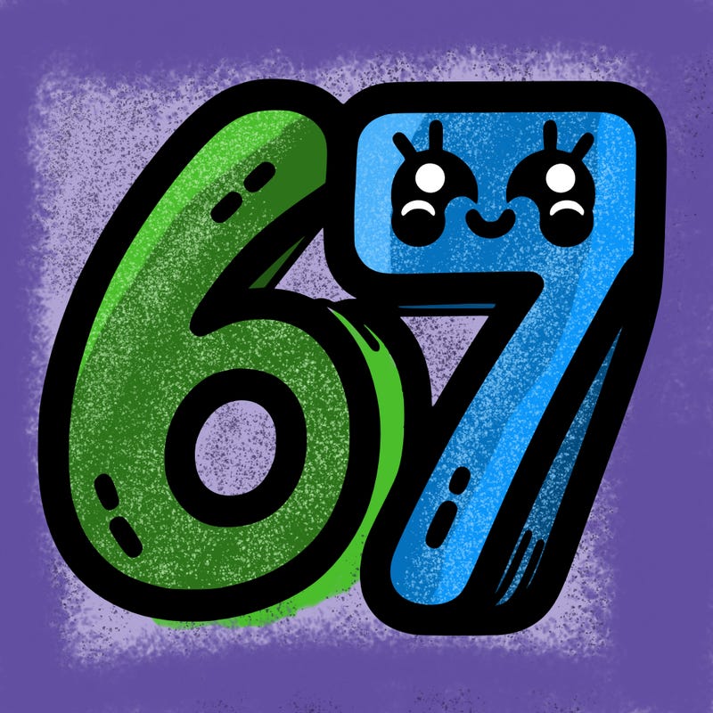 the numbers 67