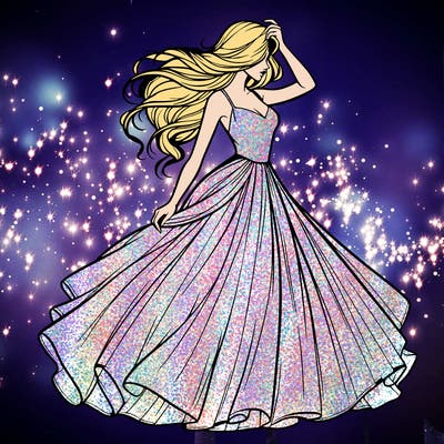 realistic woman with dress flowing in the wind