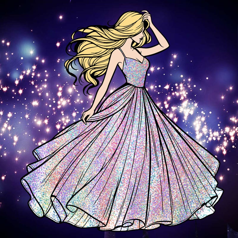 realistic woman with dress flowing in the wind