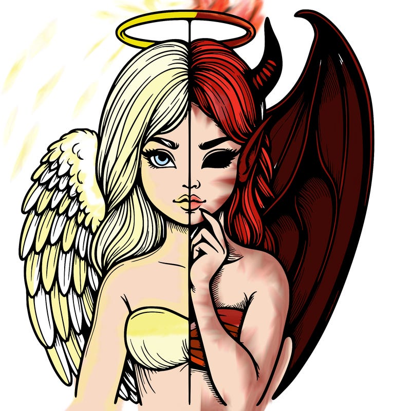 realistic angel half demon