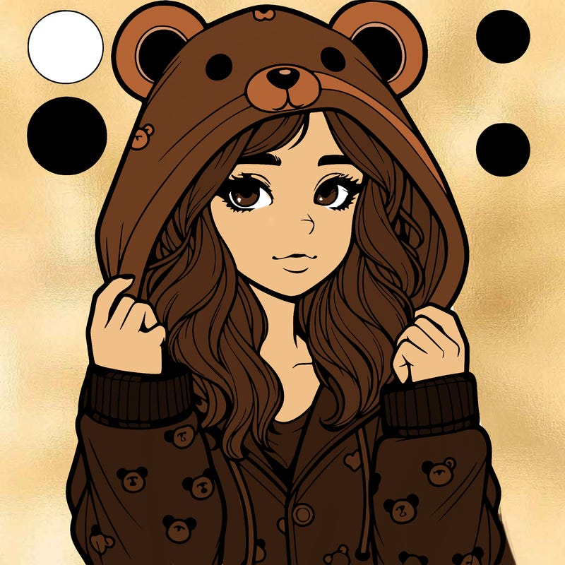 realistic girl in a animal pjs hoodie