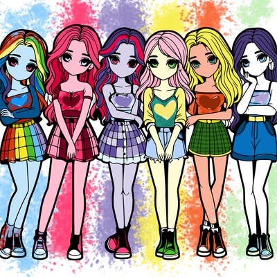 a group of girls realistic