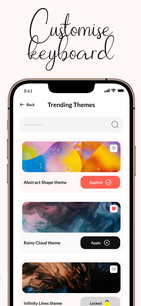 Font maker - Keyboard Fonts - Custom keyboard themes selection screen in Font Maker app