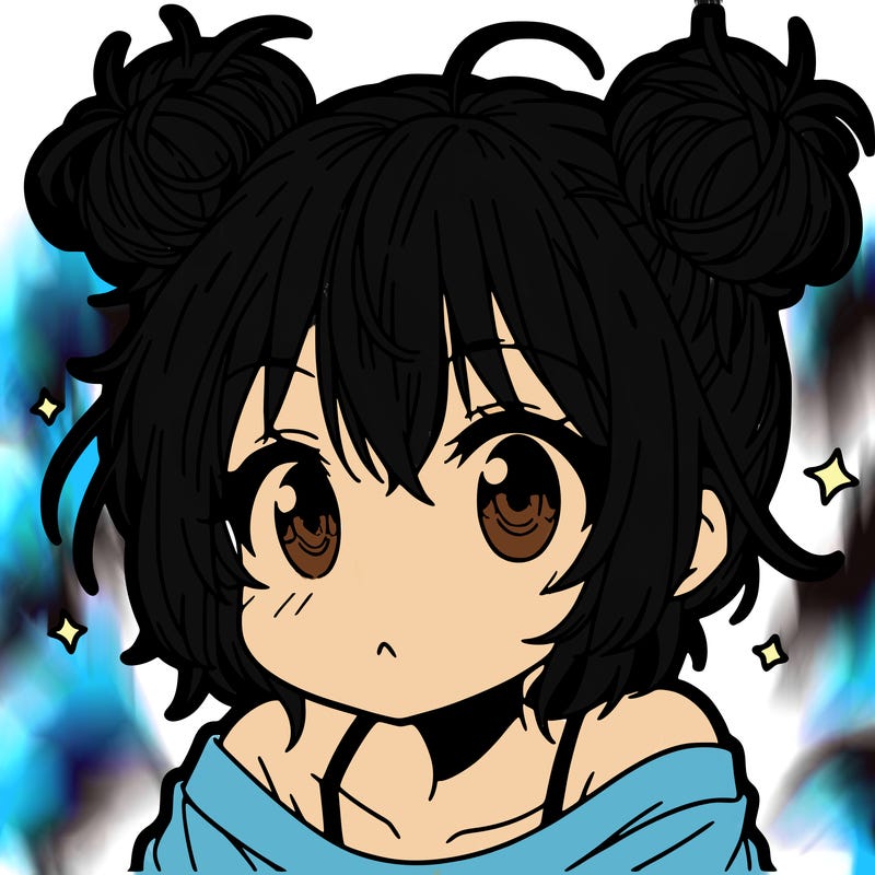 a manga girl with messy small buns