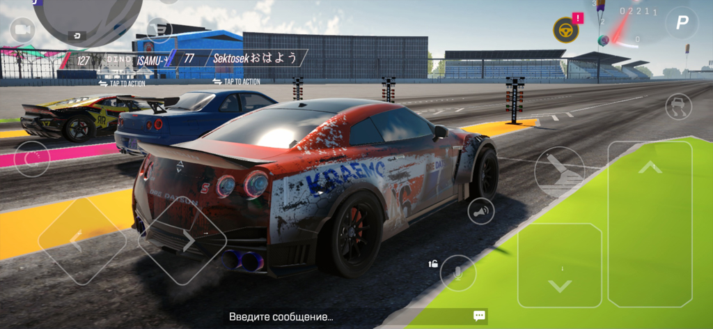 Customized sports cars lined up for an online drag race in Drive Zone Car Simulator