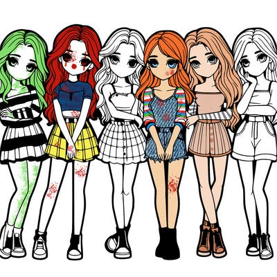 a group of girls realistic