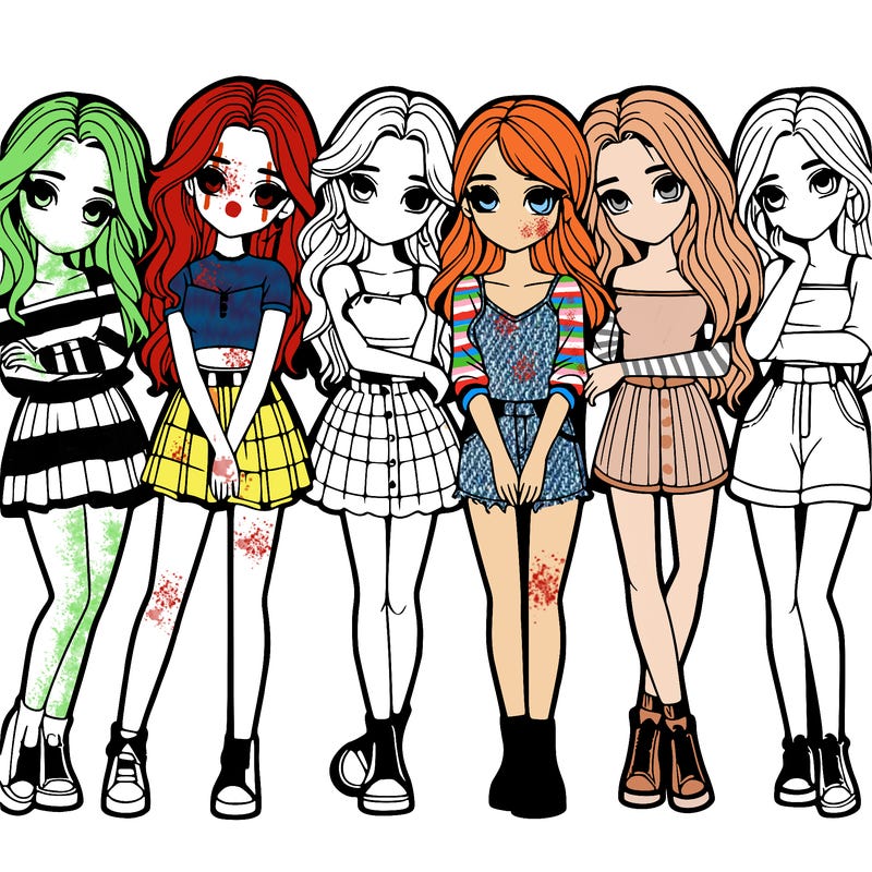 a group of girls realistic