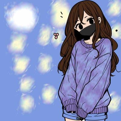 manga teen girl  in a sweater and baggy pants