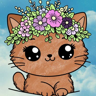 kitten with flower crown