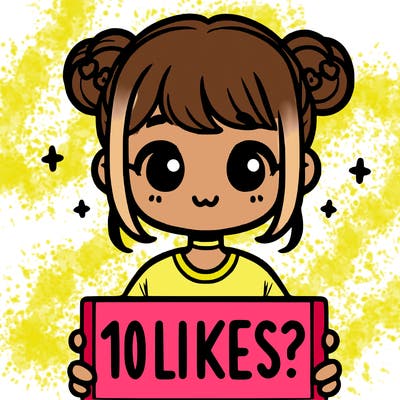 cute girl that is holding a sign that says 10 likes?