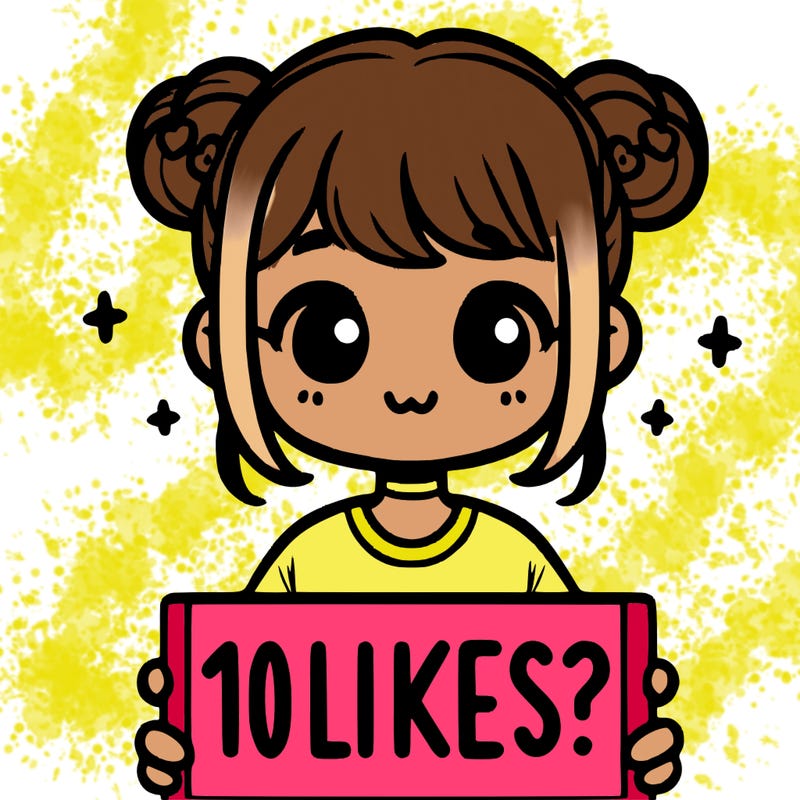 cute girl that is holding a sign that says 10 likes?