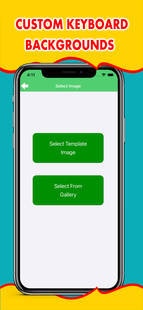 Persian Keyboard - Type Farsi - Screenshot der persischen Tastatur-App, der den Bildschirm mit benutzerdefinierten Tastaturhintergründen zeigt, mit Optionen zur Auswahl aus Vorlagen oder der Telefontheken-Galerie.