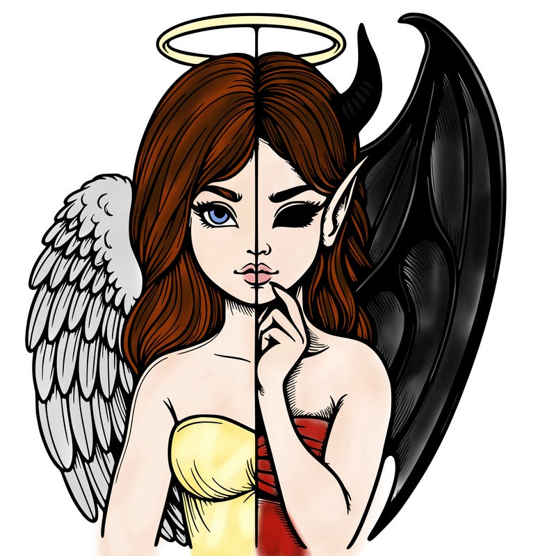 realistic angel half demon