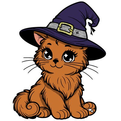 a beautiful cat with a witch's hat