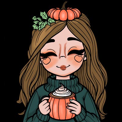 realistic girl drinking pumpkin spice latte coffe