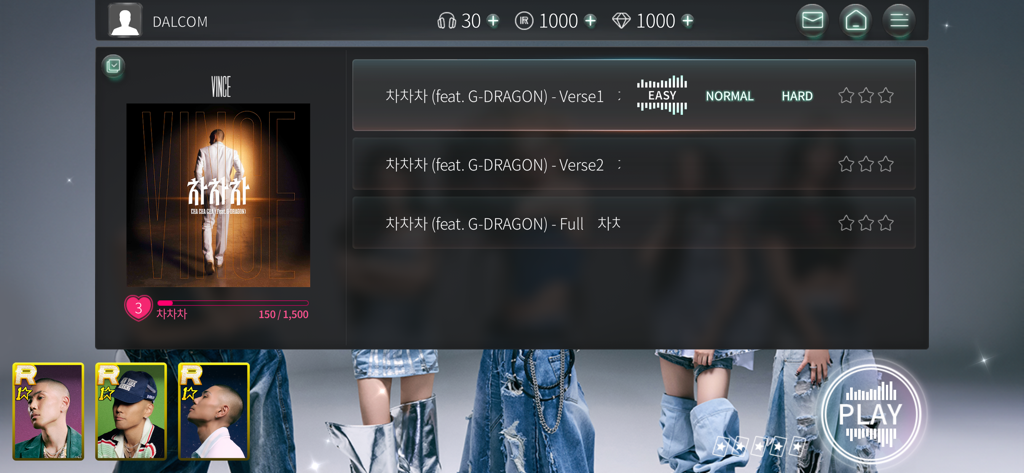 SUPERSTAR THEBLACKLABEL - Musikauswahlmenü in SuperStar THEBLACKLABEL mit Songs von Vince und G-Dragon