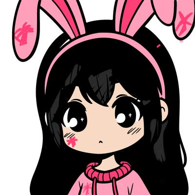 a human girl with cute bunny ears