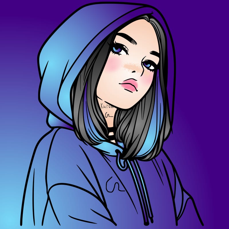a realistic girl in a hoodie