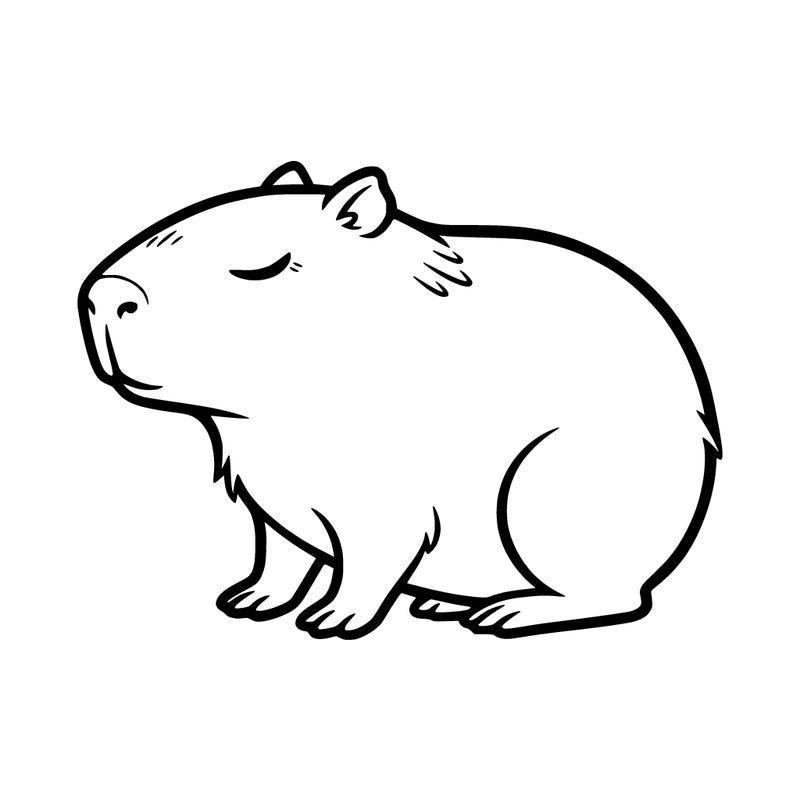 kawaii capybara side veiw with eyes closed