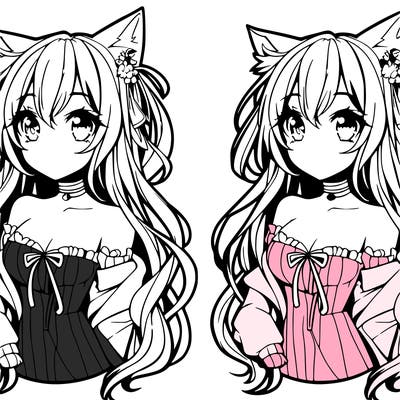 an anime cat girl with long hair