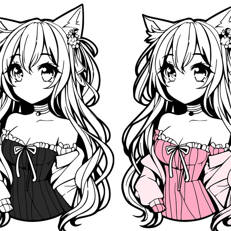 an anime cat girl with long hair