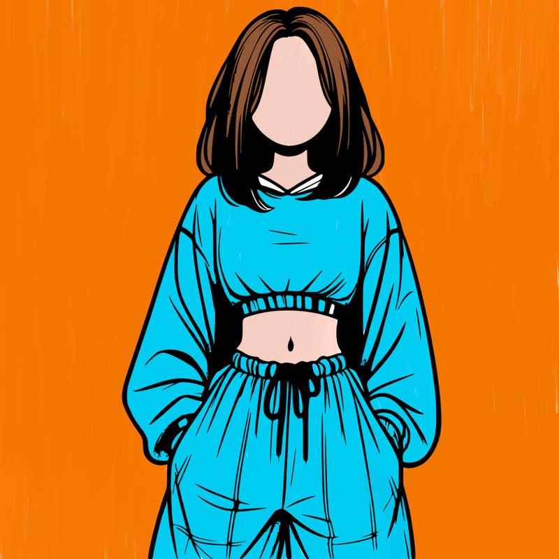 realistic girl faceless with baggy pants and a crop top